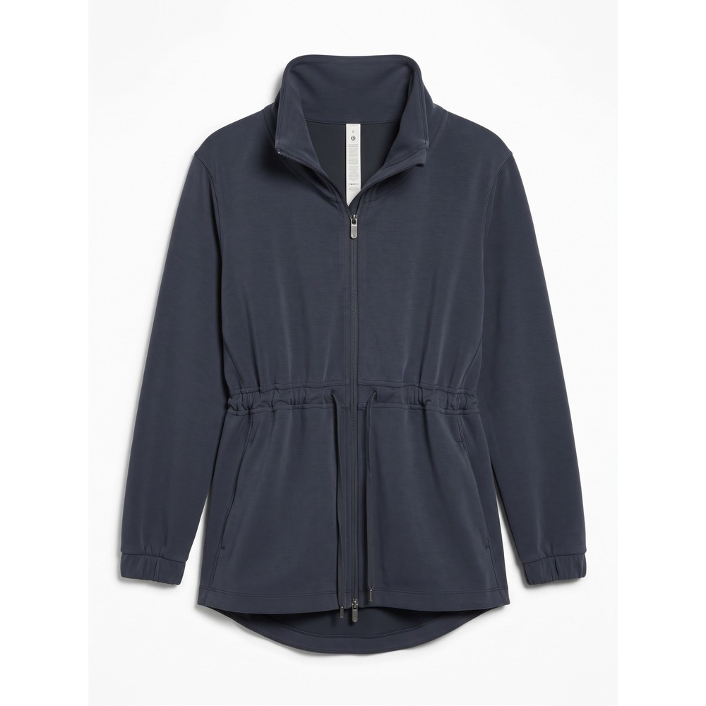 Lululemon Softstreme Cinch Waist Full Zip Jacket Dark Gray Obsidian LW3GNNS Sz 6